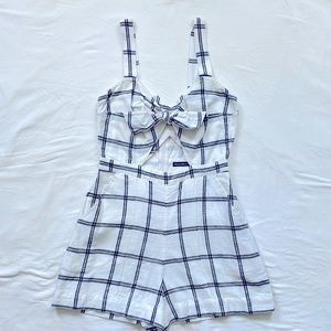 Abercrombie & Fitch Plaid Linen Romper